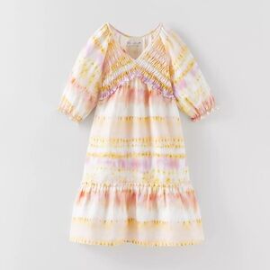 Zara Pink and Yellow Smocked Top